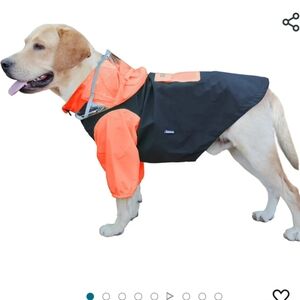 Mamore dog raincoat with legs and clear hood. Size small, NWT